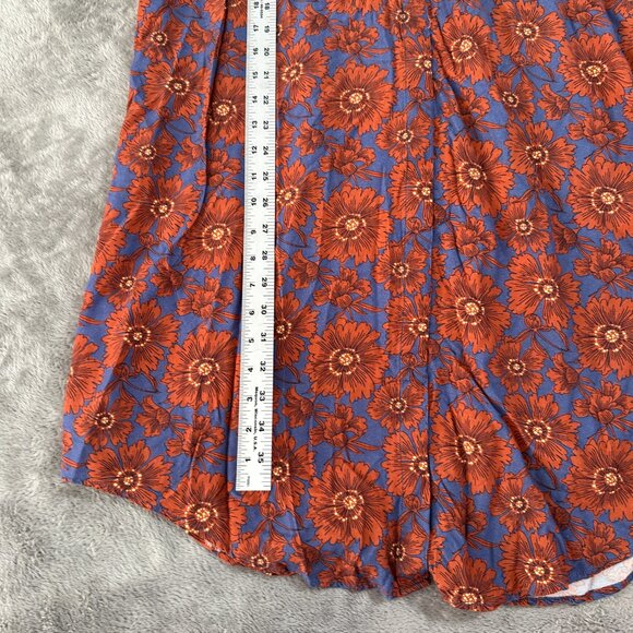 Wildfang The Empower Shirt Dress Women's LARGE Floral Blue Orange - Picture 5 of 5